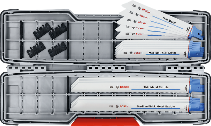 Juego de 20 hojas de sierra recíproca Bosch ToughBox para cortar metal.